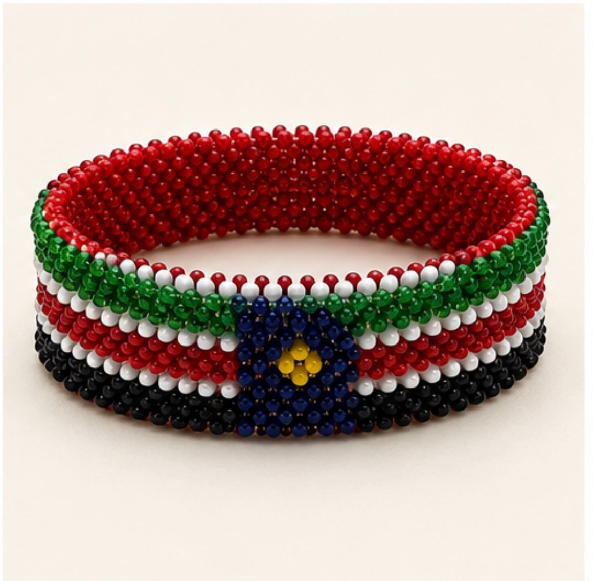 South Sudan beaded bracelet front view