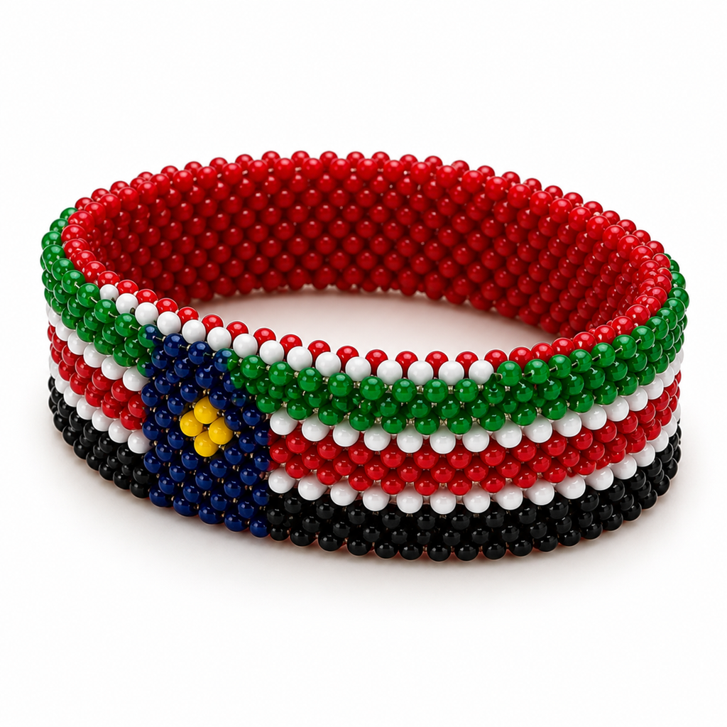 South Sudan beaded bracelet three-quarter side view